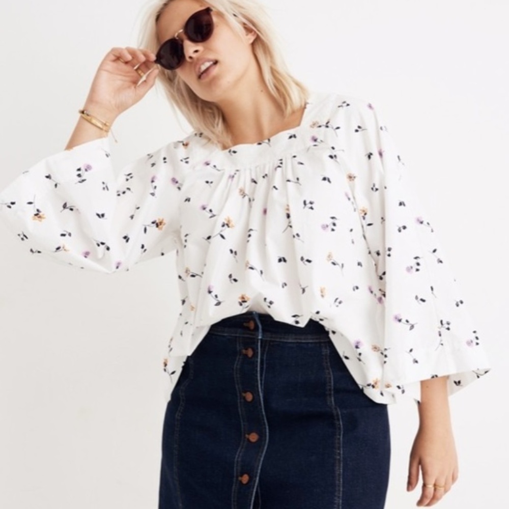 Madewell Square Neck Peasant Top